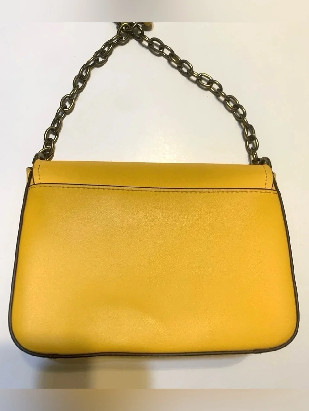 Ralph Lauren Yellow Leather Crossbody Bag with Turn-Lock Closure